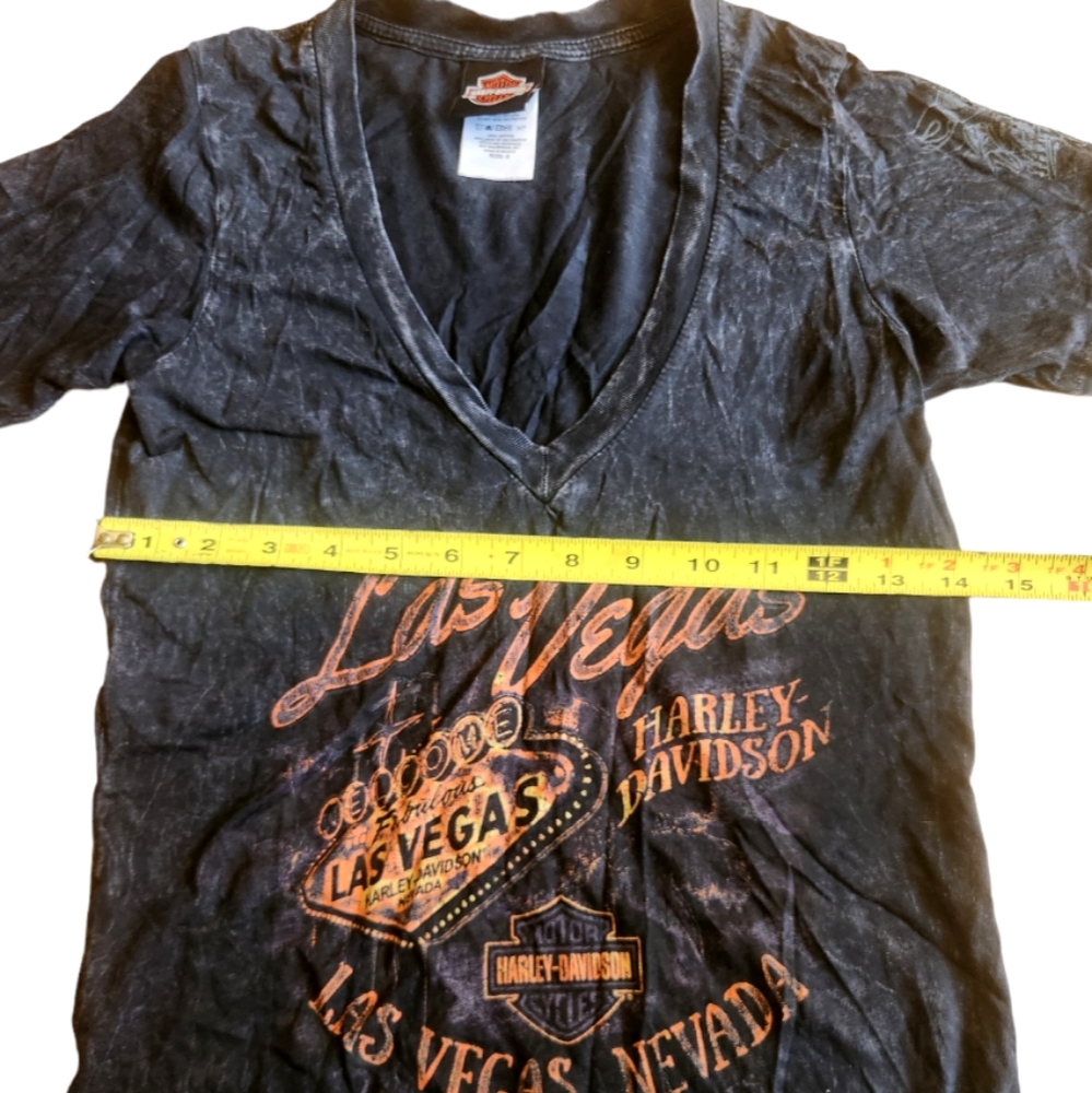 Harley-Davidson Womens T Shirt Small Gray V Neck Burnout Las Vegas Biker - Picture 7 of 8